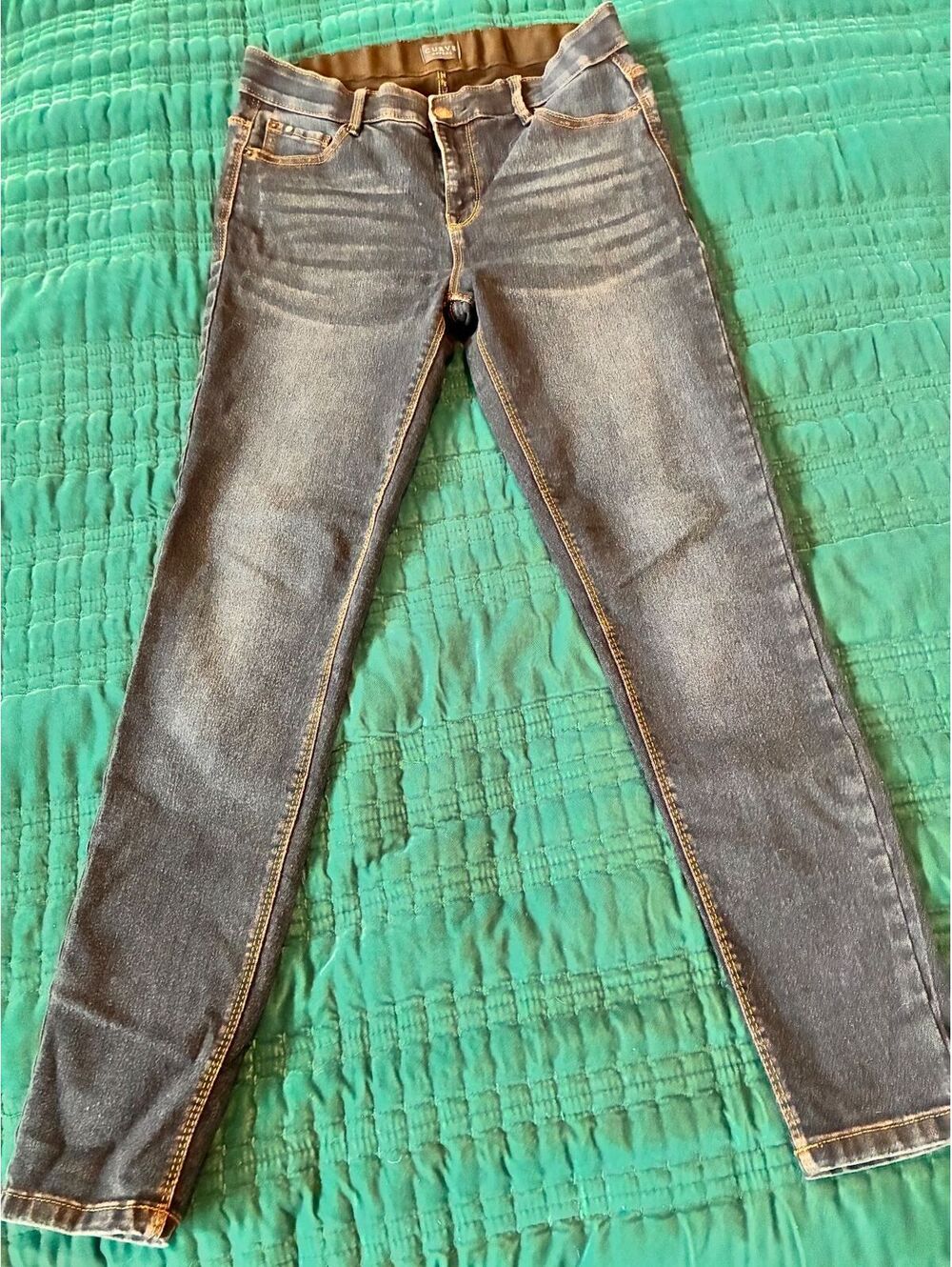 Curvy Appeal Blue Medium Wash Skinny Jeans Mid Rise Stretch 5-Pocket 8, #0010